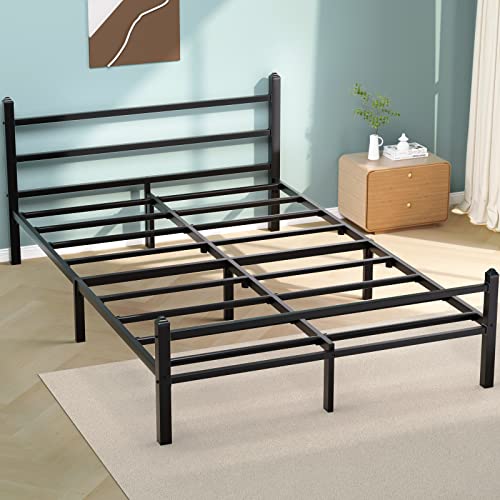 GreenForest Queen Size Bed Frame with Headboard Easy Assemble and 69 inch L Shaped Desk with Drawers and Power Outlet USB Ports