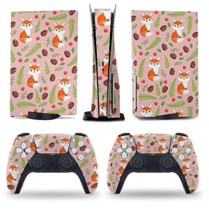 aohanan cute fox cones berries ps5 skin console and controller accessories cover skins anime vinyl cover sticker full set for playstation 5 disc edition