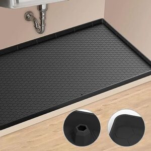 Yuehuam Under Sink Mat for 22x34 Cabinet, Silicone Waterproof Mat Under Sink Sink Tray with Drain Hole, Cabinet Liner Protector for Kitchen,Bathroom, Laundry Cabinets