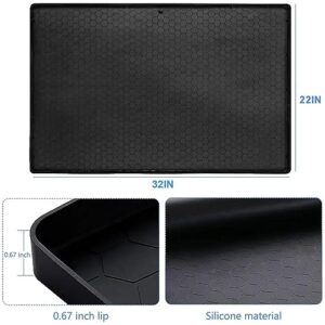 Yuehuam Under Sink Mat for 22x34 Cabinet, Silicone Waterproof Mat Under Sink Sink Tray with Drain Hole, Cabinet Liner Protector for Kitchen,Bathroom, Laundry Cabinets