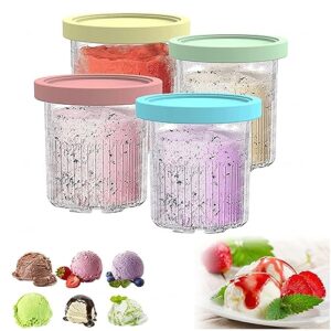 evanem creami containers, for ninja creami accessories,24 oz ice cream containers pint bpa-free,dishwasher safe for nc501 series ice cream maker