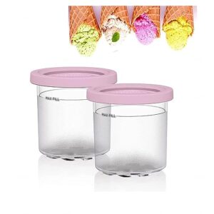 evanem 2/4/6pcs creami pints and lids, for ninja kitchen creami,16 oz ice cream containers reusable,leaf-proof for nc301 nc300 nc299am series ice cream maker,pink-2pcs
