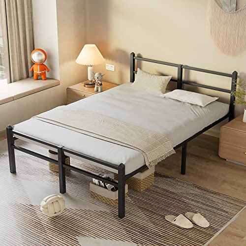 GreenForest Queen Size Bed Frame with Headboard Easy Assemble and 69 inch L Shaped Desk with Drawers and Monitor Stand and Printer Storage Shelves