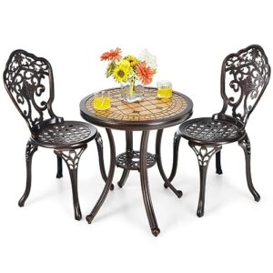 zhyhsm-111 3pcs patio bistro set round table chairs all weather cast aluminum yard