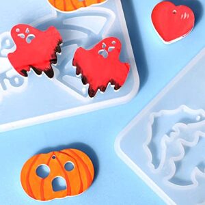 Halloween Pupkin Bat Earrings Silicone Mold Glue Drop Keychain Earring Resin Molds Silicone Jewelry Earring Molds for DIY Women Earrings, Pendants Jewelry Making