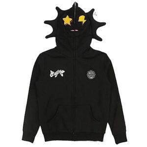 cbsdezanos womens y2k full zip up hoodie over face star graphic oversized sweatshirt aesthetic punk goth jacket streetwear (a black, xl)