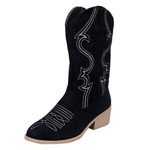 white cowboy boots women sparkly retro zipper square heel middle round toe shoes high heel cowgirl boots low heel pointed toe outdoor boots women