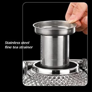 VATTEA Water Kettle Electric Stainless steel teapot hammer pattern kettle with tea strainer household restaurant induction cooker tea maker (Color : Silver)