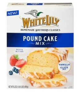 white lily vanilla pound cake mix 16.2 oz box,included vanilla glaze mix (pack of 3) with meal time prayer card