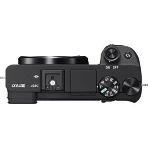 Sony a6400 Mirrorless Camera (ILCE-6400/B) + 64GB Card + 2 x NPF-W50 Battery + Card Reader + LED Light + Corel Photo Software + Case + Flexible Tripod + Hand Strap + More (Renewed)