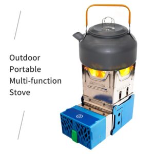 Portable Wood Burning Camp Stove Outdoor Folding Backpacking Stove With Battery To Power USB Charging And Outdoor Camping Picnic BBQ