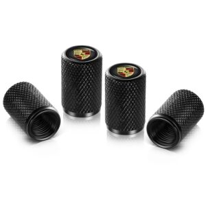 Metal Auto Tire Valve Stem Compatible with Porsche 718 911 Macan Taycan Paramera Cayenne Trim Accessories 4pcs （Black）