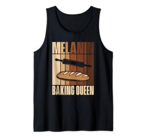 melanin baking queen, african american baker bread maker tank top