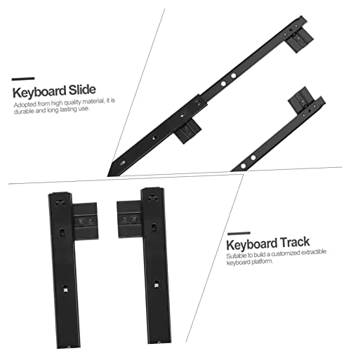 STOBOK 2 Pairs Keyboard Rails Computer Tray Computer Desk Accessories Desktop Stand Keyboard Under Drawer Sliding Rail Undermount Drawer Slides Steel Black Practical Keyboard Stand Heavy