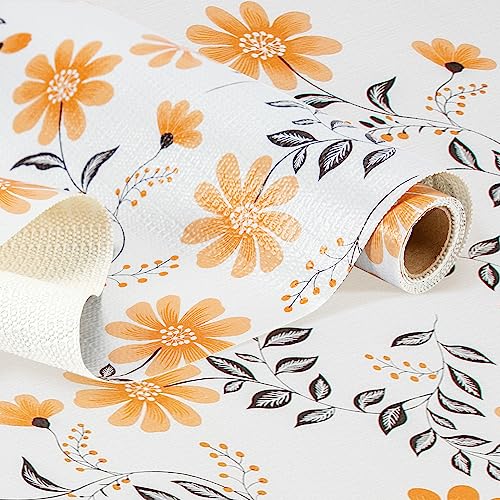 RAY STAR Shelf Liner, Non Adhesive Bue Daisy Floral Cabinet Liner for Pantry Drawer Vanity, Strong Grip Non Slip Waterproof, Shelf Liners for Kitchen Cabinets