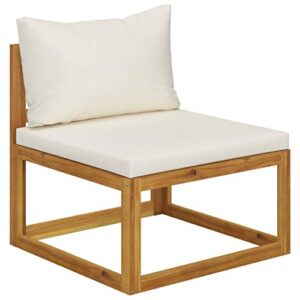 WEHUOSIF 3 Piece Patio Lounge Set with,Pool Sofa,Bistro Set,Outdoor Dining Chairs,Balcony Furniture,Footstool,Pool Sofa,for Front Porch,Garden,Patio,Backyard,Cream Cushions Solid Acacia Wood