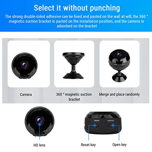 Kadlawus Mini WiFi Cameras - Wireless Night Vision Cameras Mini Smart Camera 2.4g WiFi HD 1080p Home Security Cameras Smart Cameras Built in Battery, Up to 128gb Card (Not Included)