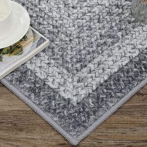 Fashionwu Modern Area Rug Braided Print Non-Shedding Textured Rug Large Rug for Living Room Carpet Non-Slip Accent Rug Soft Bedroom Floor Cover Aesthetic Bedside Floor Mat 6 x 9, Grey