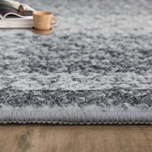 Fashionwu Modern Area Rug Braided Print Non-Shedding Textured Rug Large Rug for Living Room Carpet Non-Slip Accent Rug Soft Bedroom Floor Cover Aesthetic Bedside Floor Mat 6 x 9, Grey