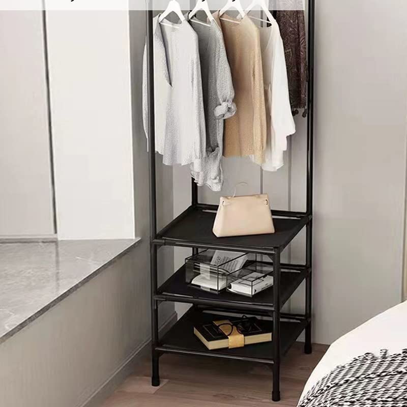 LUKEO Corner Coat Rack Multi-function Floor Standing Clothes Hanger Racks Removable Metal Clothing Storage Shelf