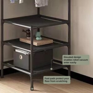 LUKEO Corner Coat Rack Multi-function Floor Standing Clothes Hanger Racks Removable Metal Clothing Storage Shelf