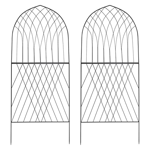 2 Pack Large Garden Trellis for Climbing Plants and Vines, for Ivy, Roses, Cucumbers 75 inches Plants Support Tall Wall Rustproof Black Steel Metal Trellis