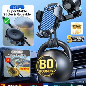 HTU【Upgrade Magnet for Magsafe Car Mount,【360°Suction Cup & Alloy Telescopic Arm】 Handsfree Powerful Magnetic Cell Phone Holder for Car Dashboard Windshield, for Phone 14 13 12 Pro Max Mini,Dark Blue