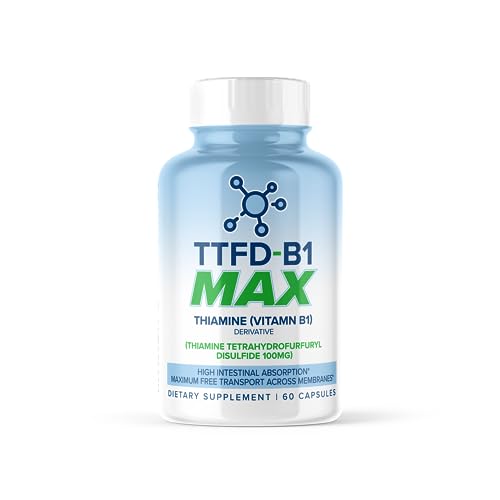 TTFD - B1 Max - Thiamine Vitamin B1 TTFD - 100mg - (Thiamine Tetrahydrofurfuryl Disulfide) Thiamine MAX, 60 Capsules by MAXLIFE NATURALS.