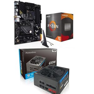 micro center amd ryzen 5 5600x processor 6-core bundle asus tuf gaming b550-plus wifi am4 atx motherboard and powerspec 650w 80+ gold fully modular psu