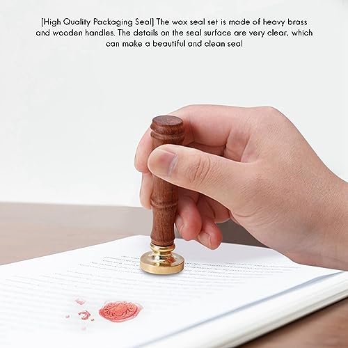 Yuyosunb Wax Seal Stamp Set, 6Pcs Sealing Wax Stamps Copper Seals with 2Pcs Wooden Hilt, Vintage Retro Classical Initial Seal Wax Stamp Kit