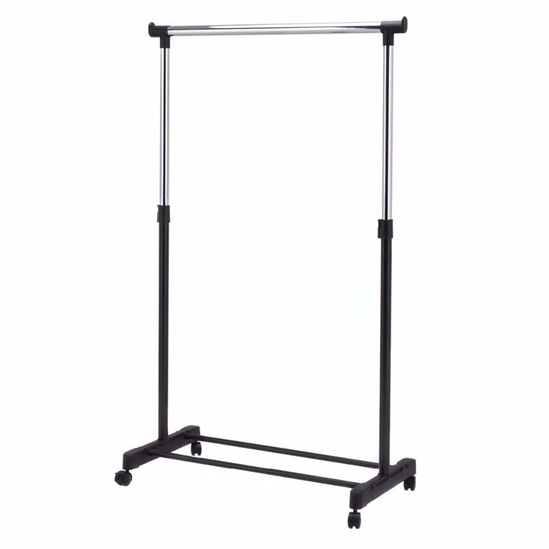 LUKEO Adjustable Rolling Clothes Hanger Coat Rack Floor Hanger Storage Wardrobe Clothing Drying Racks with Shoe Rack