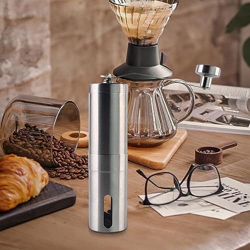 Manual Coffee Grinder, Stainless Steel Hand Coffee Mill Grinder, Portable Hand Coffee Bean Mill with Ceramic Grinding Burr & Hand Crank, Adjustable Espresso Coffee Grinder for Camping or Travel