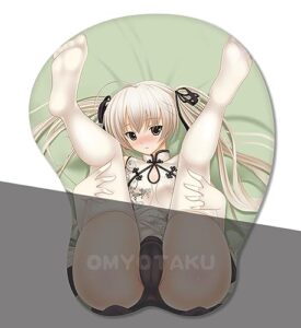lniub japanese anime girl kasugano sora 3d mousepads, ergonomics silicon gel working mice mat, gaming wrist cushion pad (green)