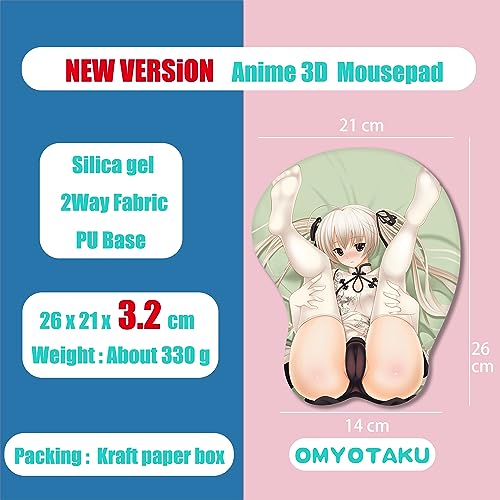 LNIUB Japanese Anime Girl Kasugano Sora 3D Mousepads, Ergonomics Silicon Gel Working Mice Mat, Gaming Wrist Cushion Pad (Green)