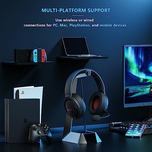BINNUNE 2.4G/Bluetooth Wireless Gaming Headset with Microphone for PS4 PS5 Playstation 4 5, 40 Hours Playtime, PC USB Gamer Headphones with Mic for Laptop Computer