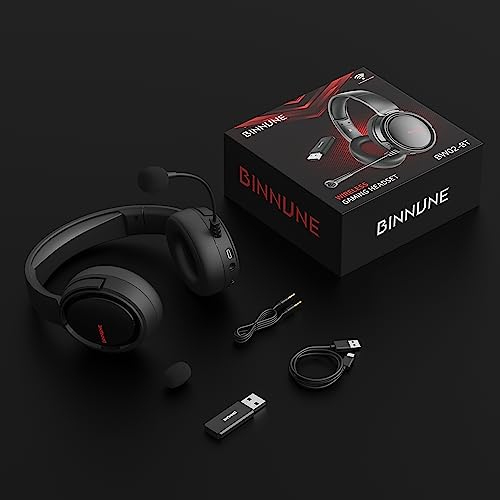 BINNUNE 2.4G/Bluetooth Wireless Gaming Headset with Microphone for PS4 PS5 Playstation 4 5, 40 Hours Playtime, PC USB Gamer Headphones with Mic for Laptop Computer
