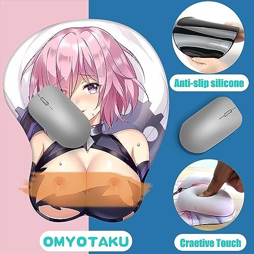 LNIUB Anime Ergonomics 3D Mousepads Comic Girl Mash Kyrielight, Silicon Gel Gaming Mice Mat, Working Wrist Cushion Pad (White)