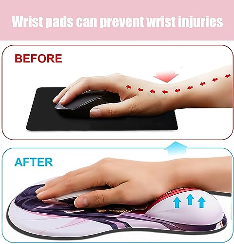 LNIUB Anime Ergonomics 3D Mousepads Comic Girl Mash Kyrielight, Silicon Gel Gaming Mice Mat, Working Wrist Cushion Pad (White)