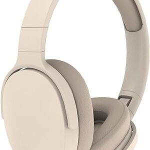 Smart Noise Canceling Bluetooth Headphones, HiFi Foldable Wireless Headphones, Ergonomic Bluetooth 5.1 Compatible, Stereo Around Ear Headphones, Wireless Headphones with Mic (Beige)