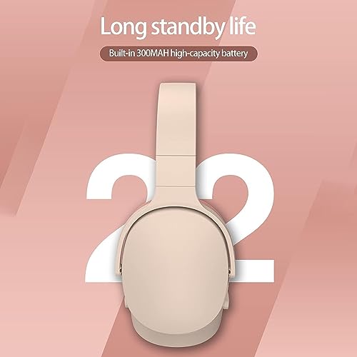 Smart Noise Canceling Bluetooth Headphones, HiFi Foldable Wireless Headphones, Ergonomic Bluetooth 5.1 Compatible, Stereo Around Ear Headphones, Wireless Headphones with Mic (Beige)