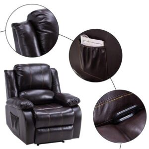 MJWDP Electric Lift Function Recliner Massage Chair Dual Motor Dark Brown Comfortable&Durable Fabric PU Easy Adjustment