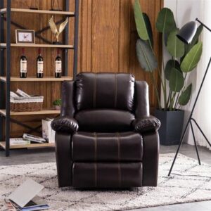 MJWDP Electric Lift Function Recliner Massage Chair Dual Motor Dark Brown Comfortable&Durable Fabric PU Easy Adjustment