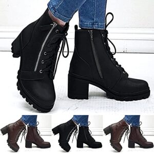 YfiDSJFGJ cowboy boots women up lace heel chunky short pointed toe low chunky heel chunky block heel square-toe comfortable short boots knee boots