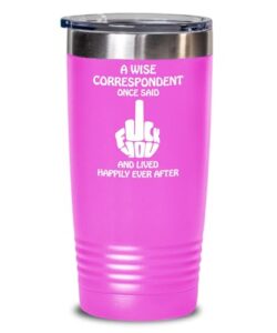 creator's cove correspondent rude 20 oz 30 oz insulated tumbler fuck off adult dirty humor, gift for coworker leaving curse word middle finger cup swearing