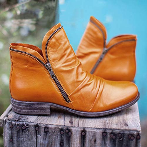 YfiDSJFGJ western boots women casual retro side zipper short colourful fashion festival boots chunky heel round toe fur lined warm ankle boots ankle boots