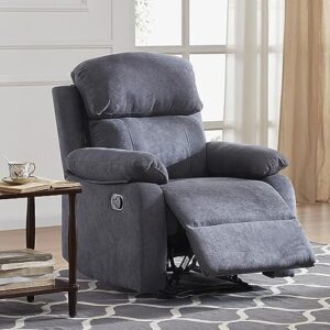 Dreamsir Recliner Chair Breathable Fabric Manual Single Sofa, Soft Living Room Chair Home Theater Lounge Seat, Removable Cushion, 34×34×38 inch, Grey