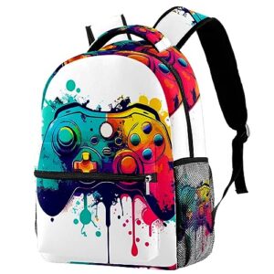 kikandko school backpack for boys, gaming controller rainbow school bags lightweight travel rucksack laptop backpacks