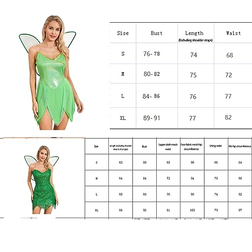 AvoDovA Costume Fairy Princess Dress Women Girls Fancy Halloween Birthday Dress Up Cosplay Outfit with Butterfly Wings (Women K-Green, L)