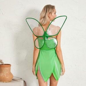 AvoDovA Costume Fairy Princess Dress Women Girls Fancy Halloween Birthday Dress Up Cosplay Outfit with Butterfly Wings (Women K-Green, L)