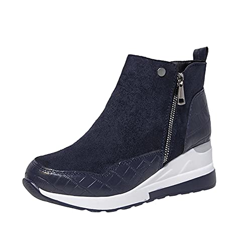 YfiDSJFGJ silver cowgirl boots for women boots colorblock thick-soled short wedges boot for outdoor platform heel soft toe non-slip casual booties silver boots